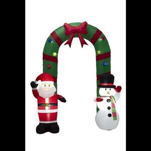 Glitzhome 8FT Inflatable Arch with Santa and Snowman Decor